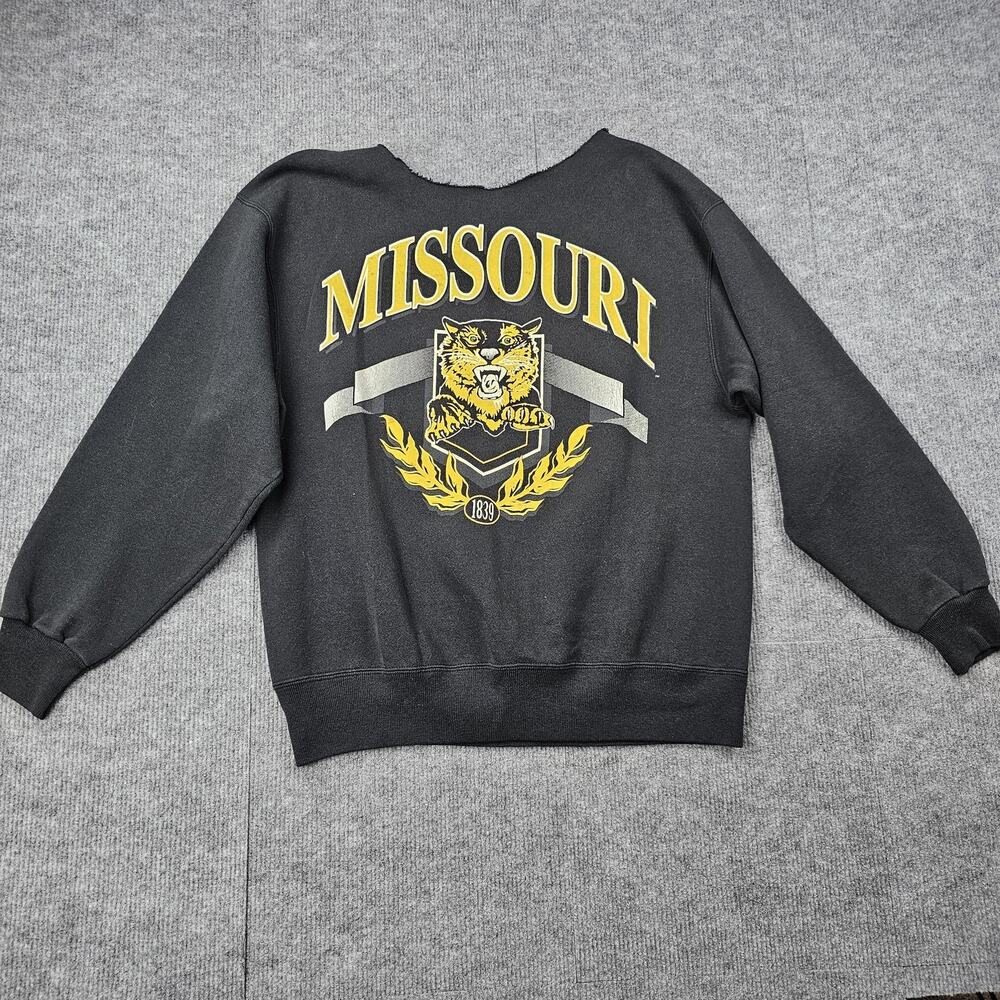 Missouri Tigers Sweatshirt Womens Large Black NCAA College Retro Sports Preppy